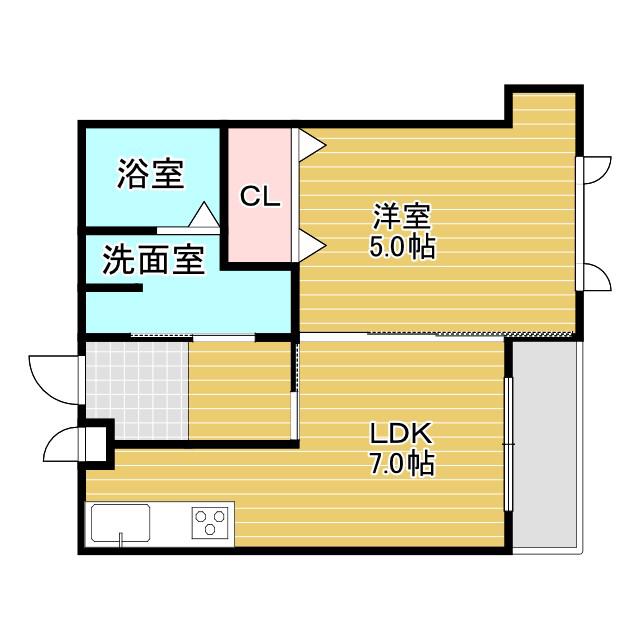 ジュエル曽根東(1LDK/1階)の間取り写真