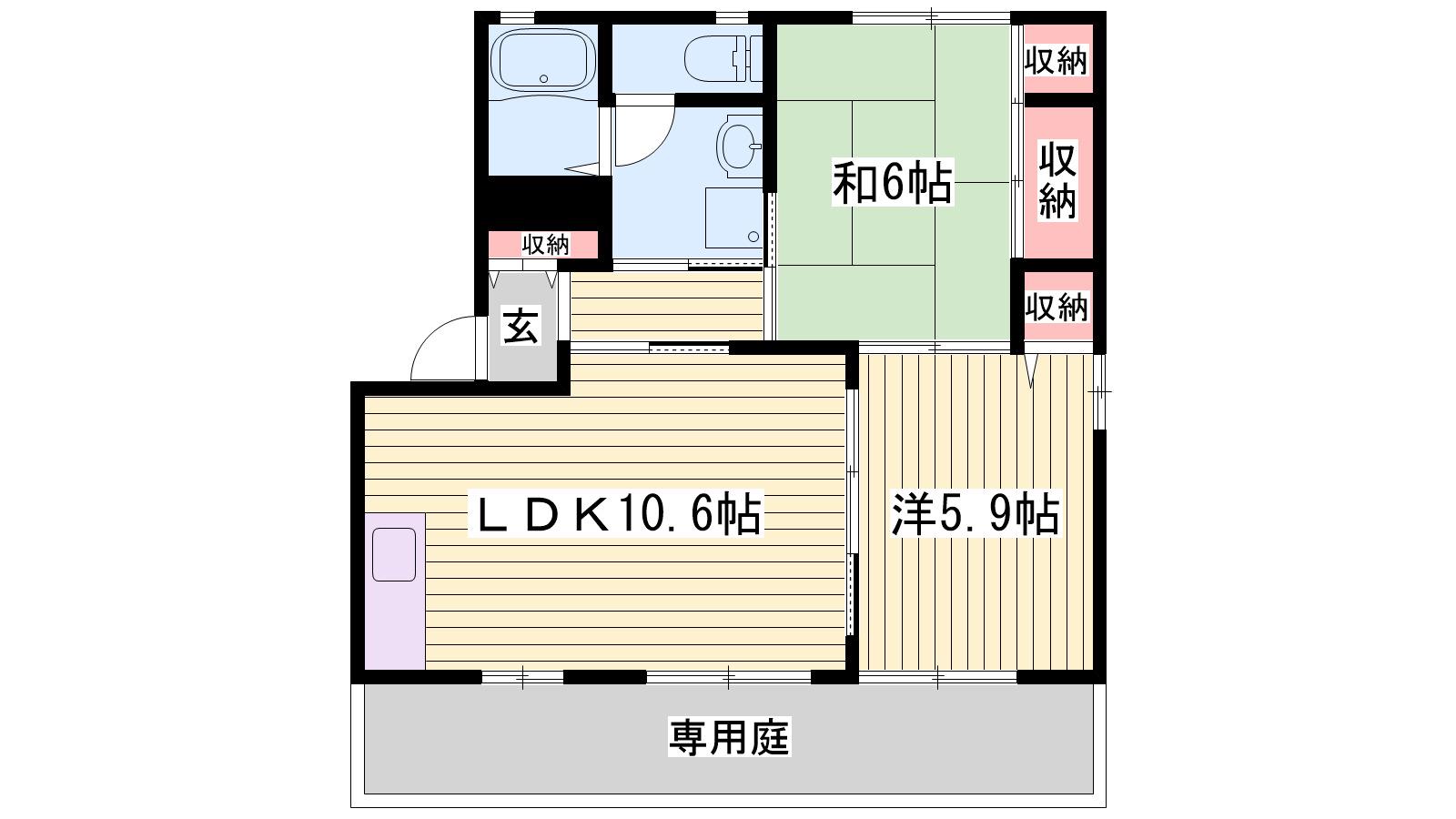 構壱番館A棟(2LDK/1階)の間取り写真