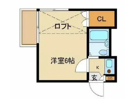 スプリングハウス(1K/2階)の間取り写真