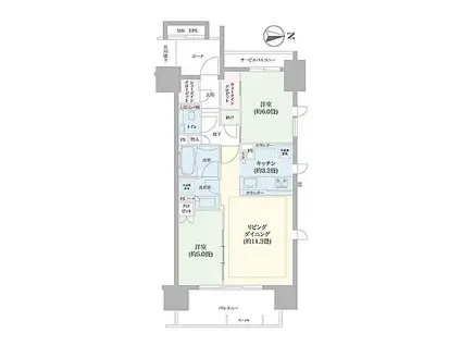 シティハウス千代田外神田(2SDK/9階)の間取り写真