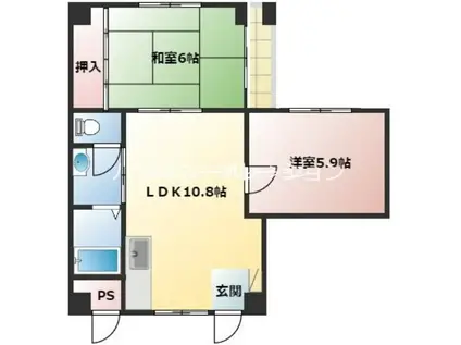 エンゼル5番館(2LDK/3階)の間取り写真