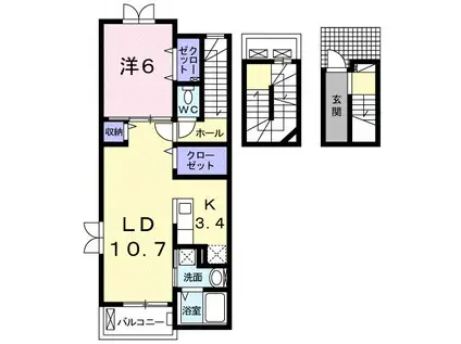 ピエールプレシューズ村原C(1LDK/3階)の間取り写真