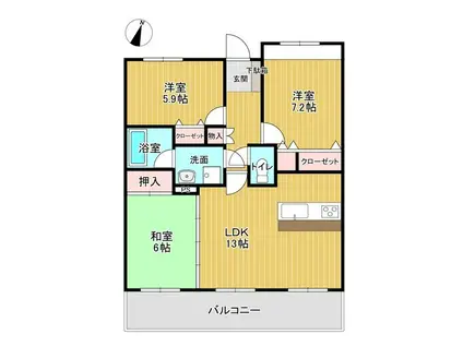 アーバンドリーム森本(3LDK/2階)の間取り写真