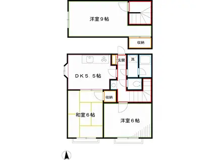 ハイツムサシノ8号棟(3DK/2階)の間取り写真