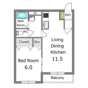 サンティールマンション(1LDK/3階)の間取り写真