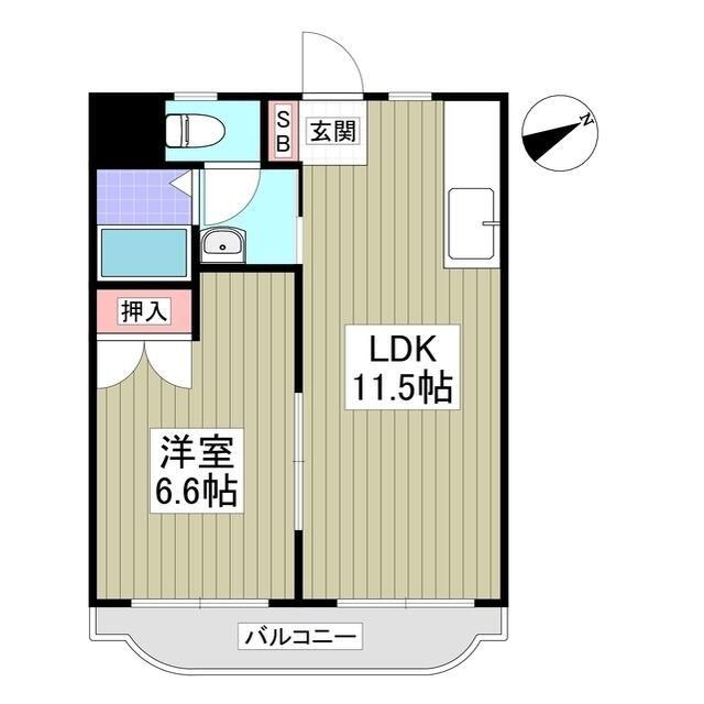 シャトル春日(1LDK/3階)の間取り写真
