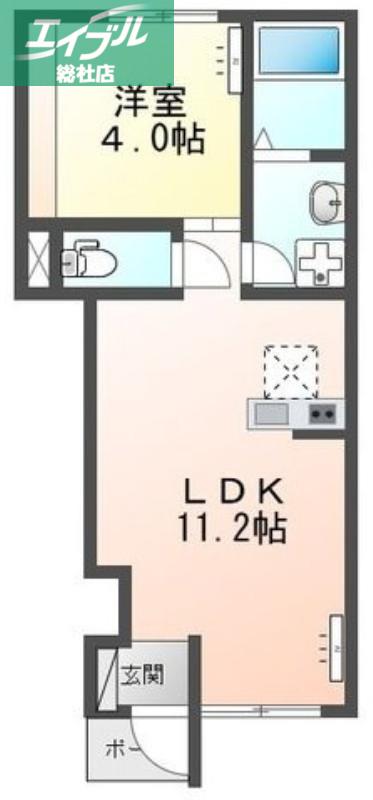 ニューページ(1LDK/1階)の間取り写真
