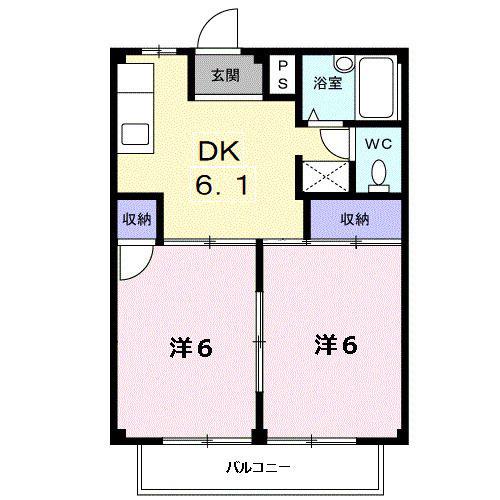 シティハイツポプラ(2DK/2階)の間取り写真