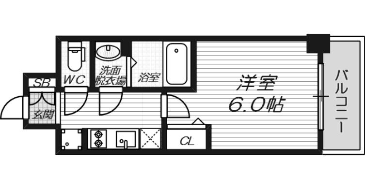 ファステート難波ミライズ(1K/5階)の間取り写真