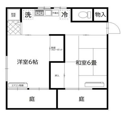 小田原荘(2K/1階)の間取り写真