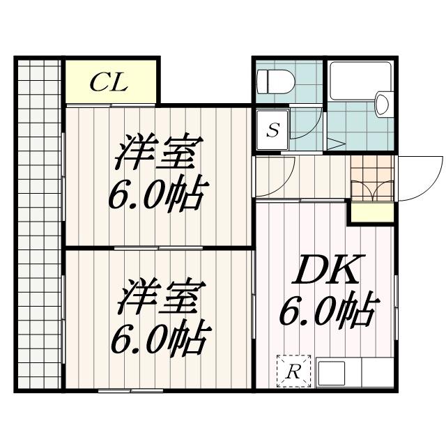 エトワールK(2DK/2階)の間取り写真
