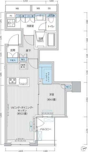 RODIA日本橋茅場町(1LDK/5階)の間取り写真