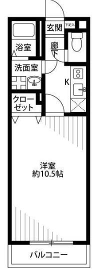アムール DU MONDEII(1K/2階)の間取り写真