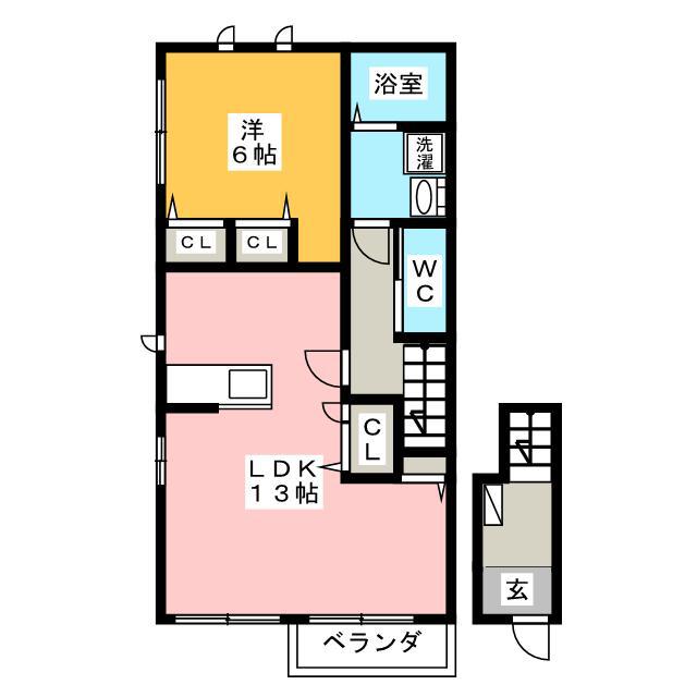 ホワイトハウス(1LDK/2階)の間取り写真