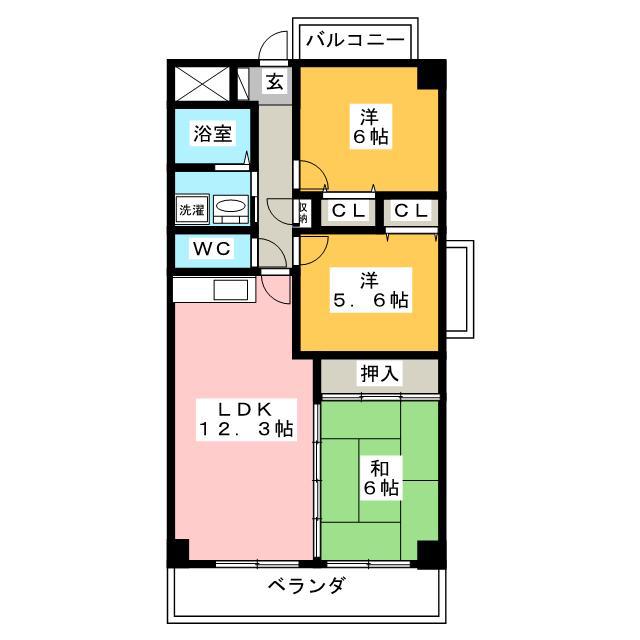 カーサ薬師寺(3LDK/2階)の間取り写真