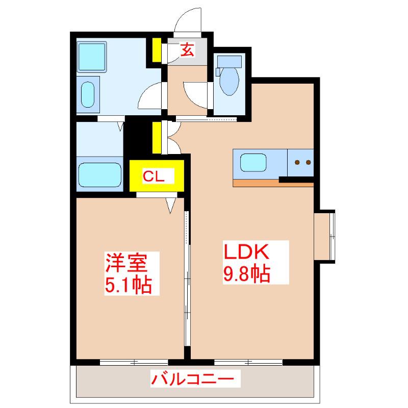 パインツリー城西(1LDK/3階)の間取り写真