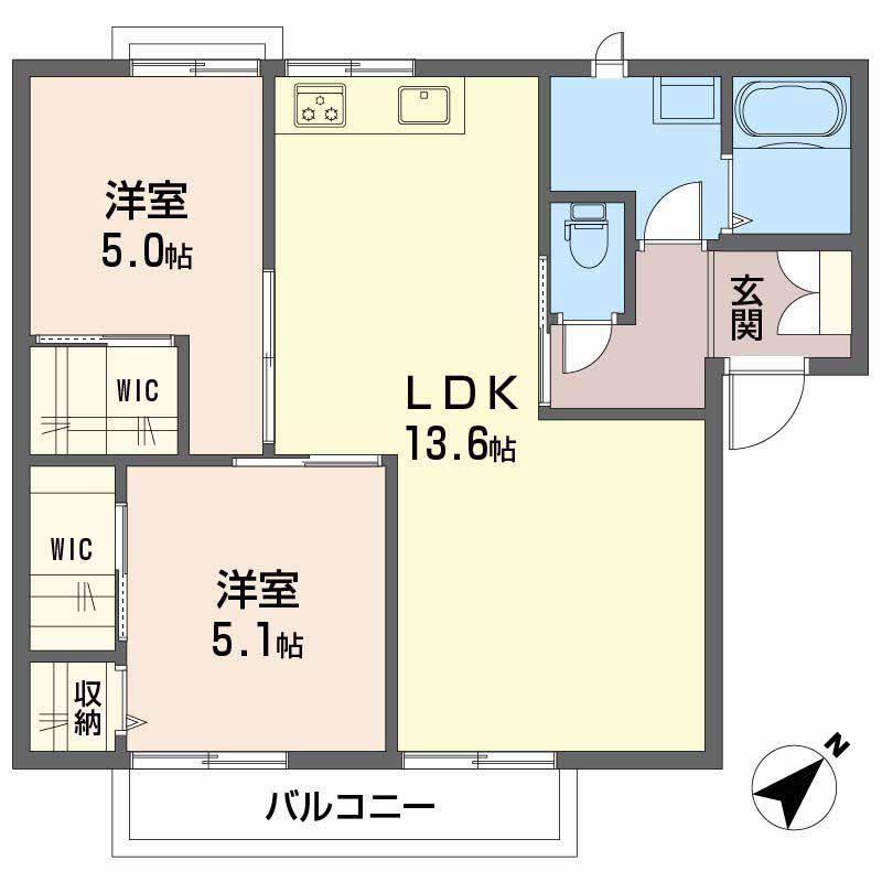 ニューライフ・越智(2LDK/2階)の間取り写真
