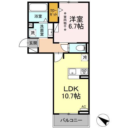 エクスプライエ(1LDK/2階)の間取り写真