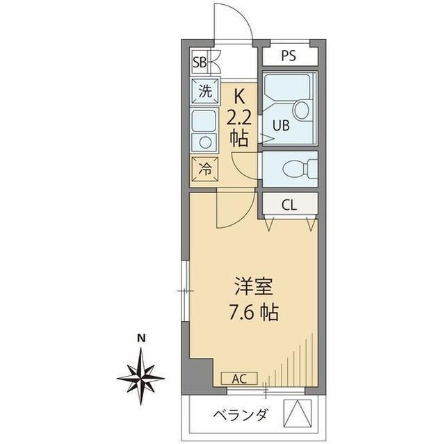 府中プレイス(1K/2階)の間取り写真