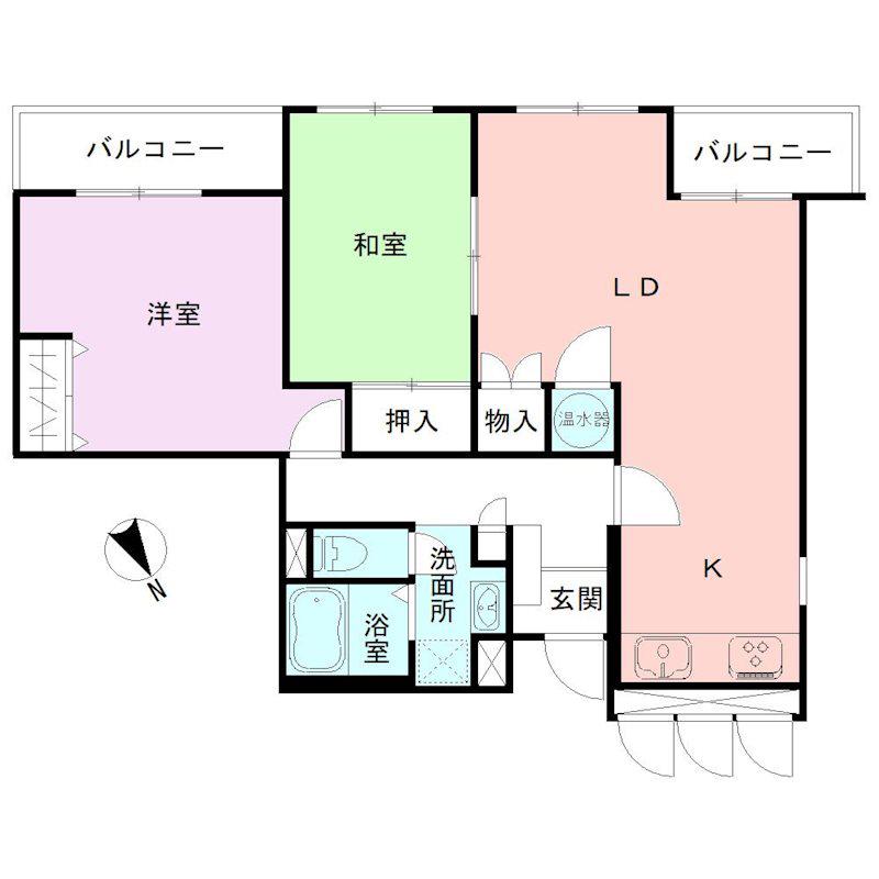 西大畑レジデンス(2LDK/1階)の間取り写真