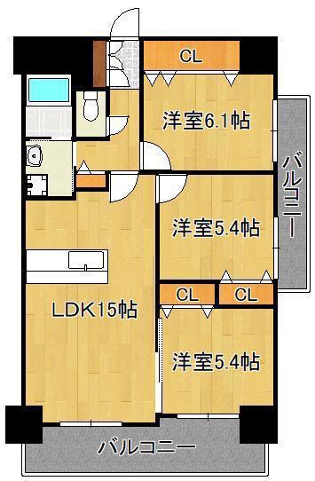 GRAND CHARIOT三萩野 (3LDK/7階)の間取り写真