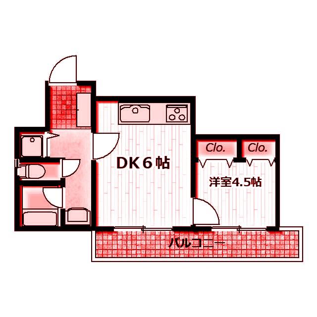 ローズマンションR&A(1DK/4階)の間取り写真