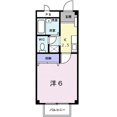 メゾンハッピーI(1K/2階)の間取り写真