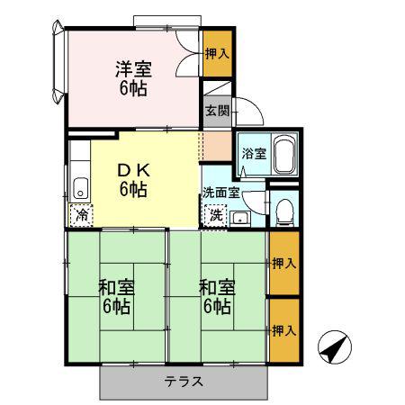 フォワイエ月見台(3DK/1階)の間取り写真