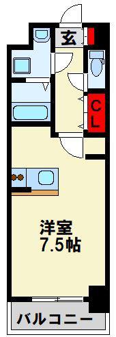 ポスカート F(1K/4階)の間取り写真