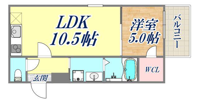フジパレス東灘3番館(1LDK/2階)の間取り写真