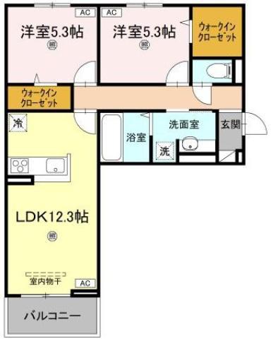 サンセール問屋町II(2LDK/2階)の間取り写真