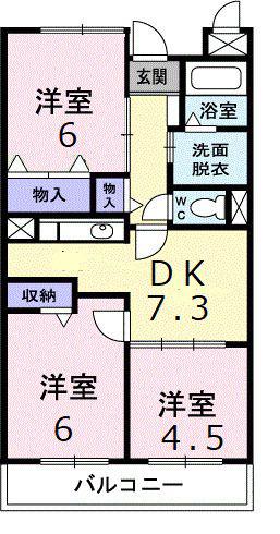 メゾンソレアードII(3DK/1階)の間取り写真