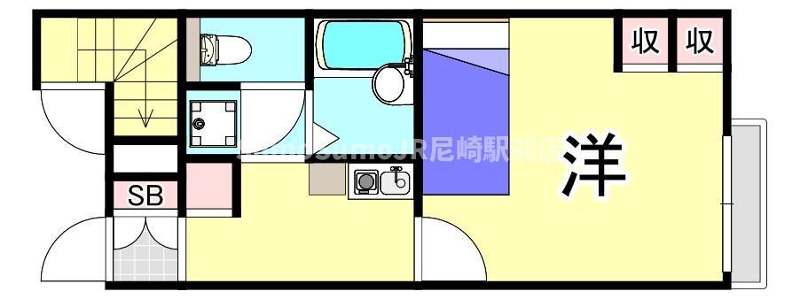 レオパレス東園田II(1K/1階)の間取り写真