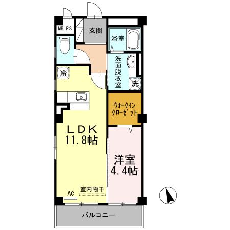 コンフォーティア沖浜(1LDK/2階)の間取り写真