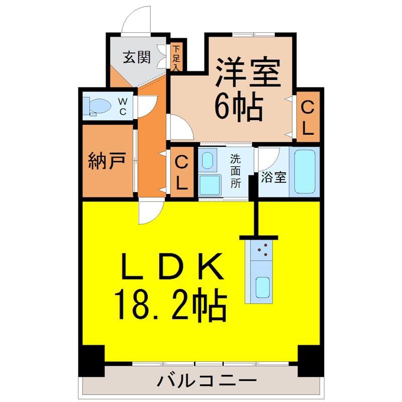 ポルタニグラ大須(1SLDK/12階)の間取り写真