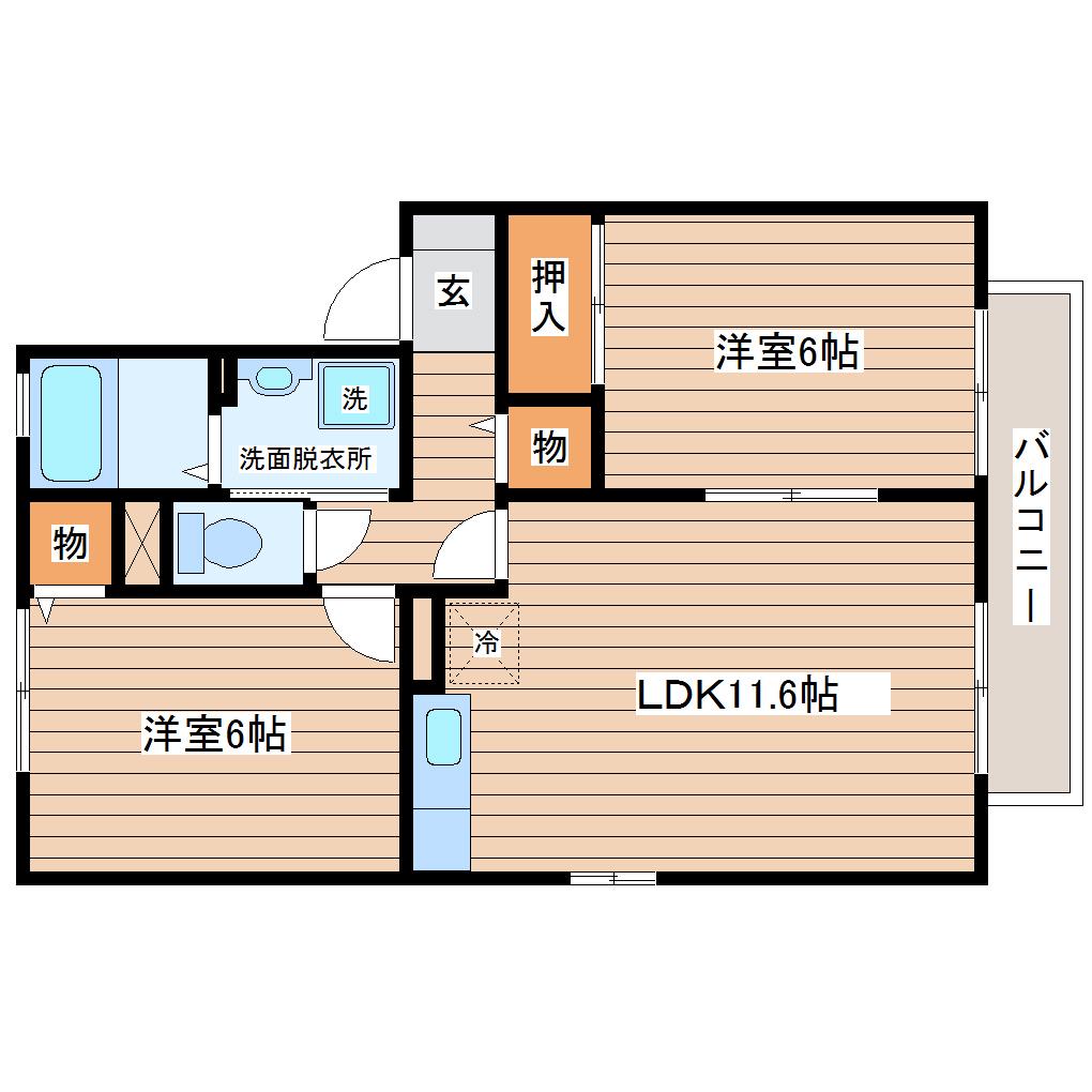 グレースコート壱番館(2LDK/1階)の間取り写真