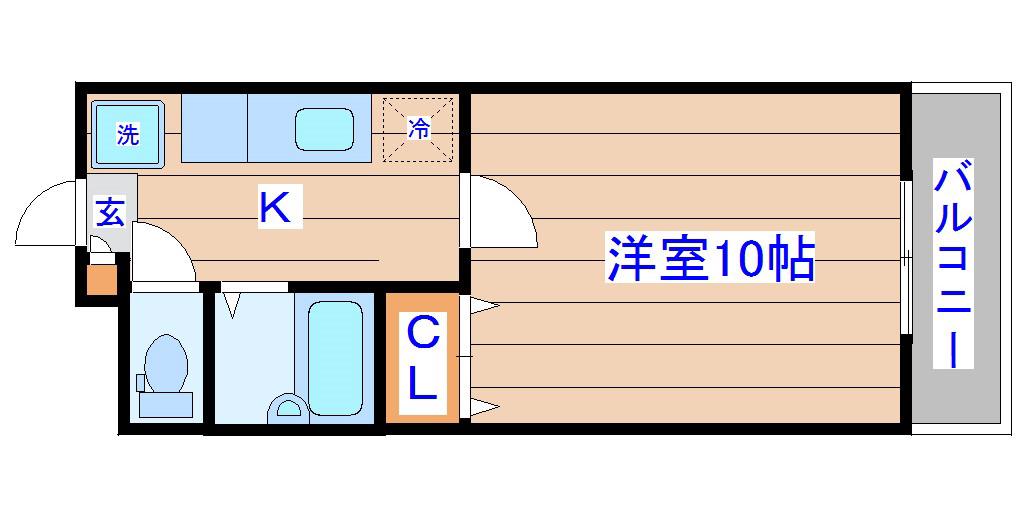 パームクレスト(1K/2階)の間取り写真