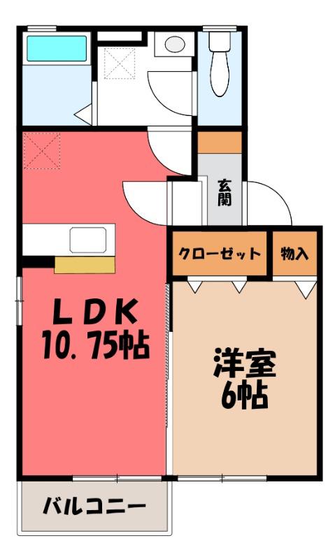 ファミールK・SI(1LDK/2階)の間取り写真