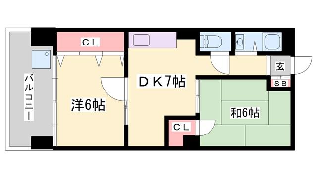 マンション5(2DK/3階)の間取り写真