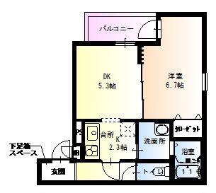 フジパレス黒田VII番館(1DK/1階)の間取り写真