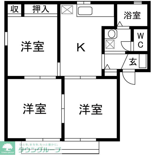 グリーンハイツB(3DK/1階)の間取り写真