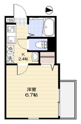 エルカーサ平和台(1K/1階)の間取り写真