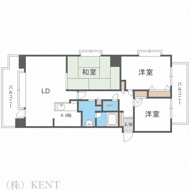サンタの館裏参道(3LDK/10階)の間取り写真