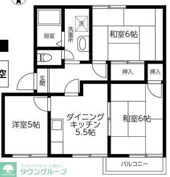 市ヶ尾サンハイツ(3DK/2階)の間取り写真