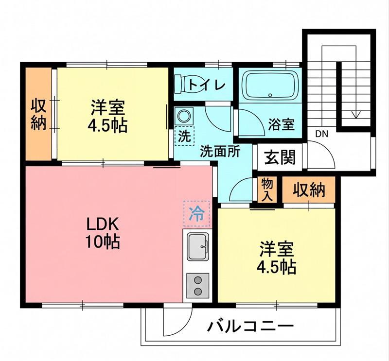 相武台5号棟(2LDK/4階)の間取り写真