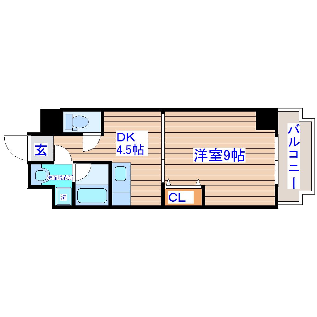 ウェーヴ長町一丁目(1DK/8階)の間取り写真