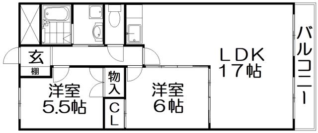 ウエストサイド楠葉(2LDK/3階)の間取り写真