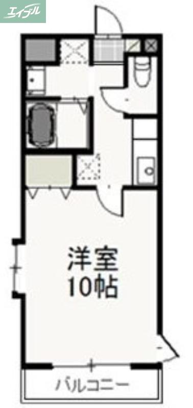 ウエスト COURT B(1K/3階)の間取り写真