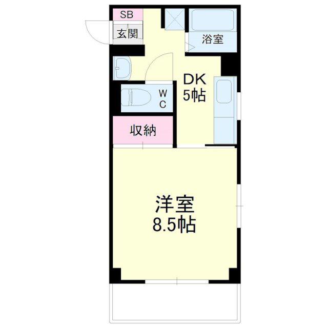 アベニュー山下(1DK/2階)の間取り写真