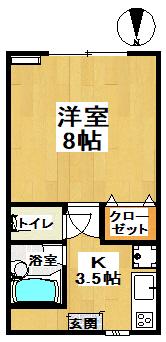 カサ・パンドール(1K/1階)の間取り写真